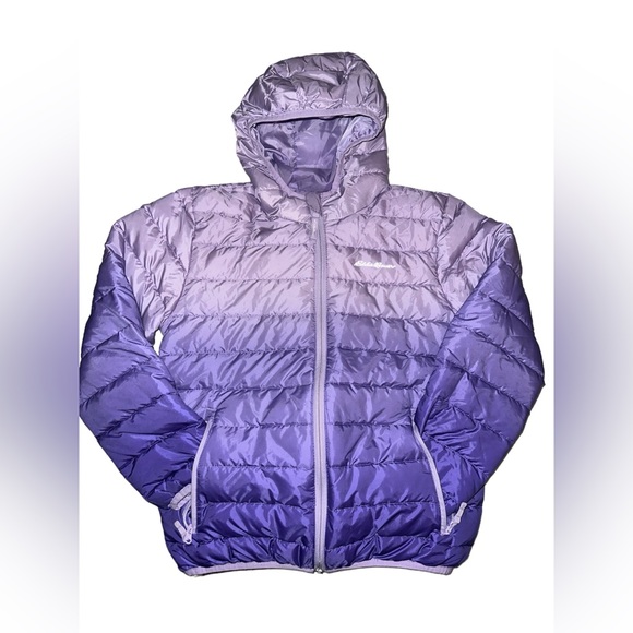 Eddie Bauer Girls Reversible Lavender Hombre Puffer Jacket size M (8-9) - Picture 1 of 8